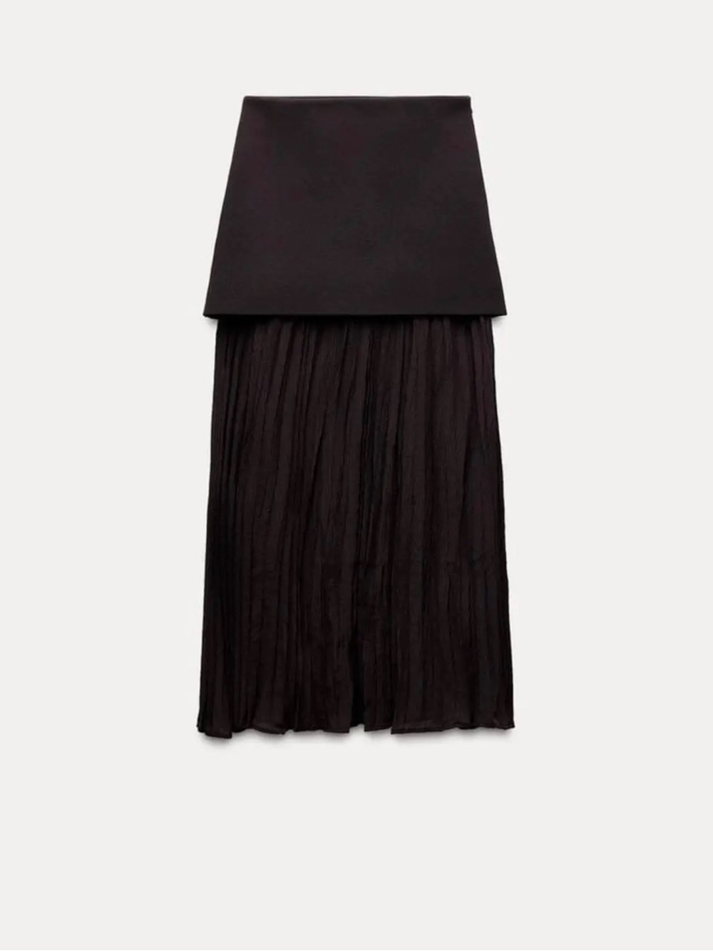 New Zara knit women mixed pleated knit skirt black